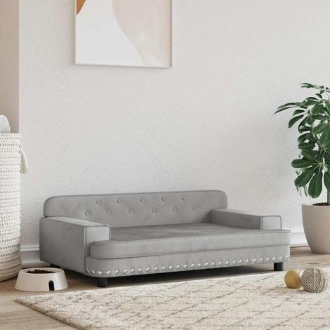 vidaXL Lettino per Cani Grigio Chiaro 90x53x30 cm in Velluto (1/5)