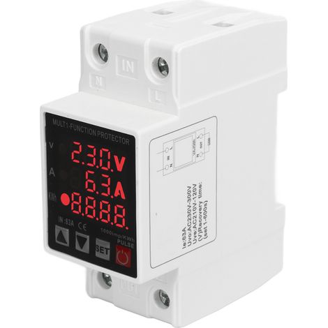 Protecteur de surtension et sous-tension autoréarmable 63A, limiteur de courant réglable, affichage numérique, tension AC220V, dispositif de protection ajustable pour tableau électrique (1/5)