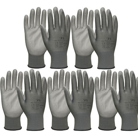 vasalat Arbeitshandschuh Staffl PU-Touch Schutzhandschuh grau Größe 7 / 5 Paar