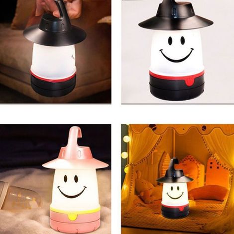 Lampe Visage Souriant - Lampe Tente Enfant - Lampe Camping Portable - Rouge - Fonctionne Sur Piles - 1 Pièce (1/5)