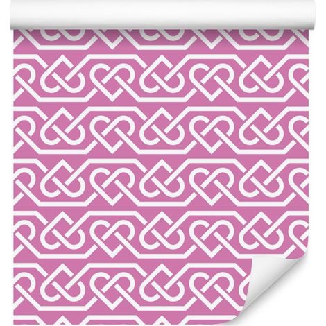Carta da parati con motivo geometrico rosa cipria, dettagli raffinati 50x1000 cm (1/5)