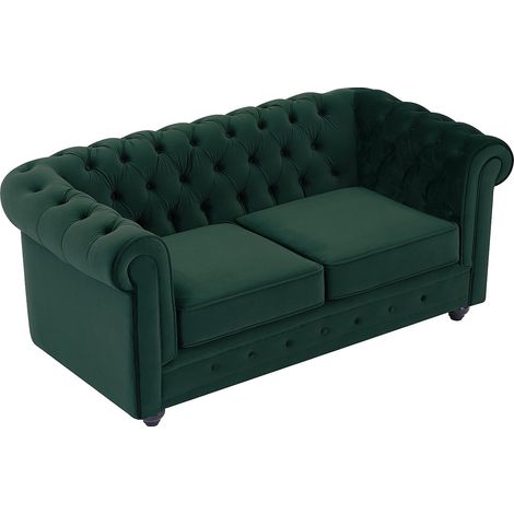 Divano 2 posti in Velluto Verde - CHESTERFIELD