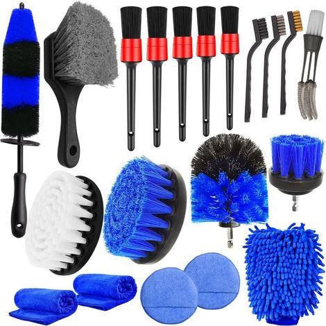 20-in-1 Car Cleaning Kit – 1 Wheel Brush – 4 Drill Brushes – 3 Wire Brushes – Absorbent Microfiber Glove (1/5)