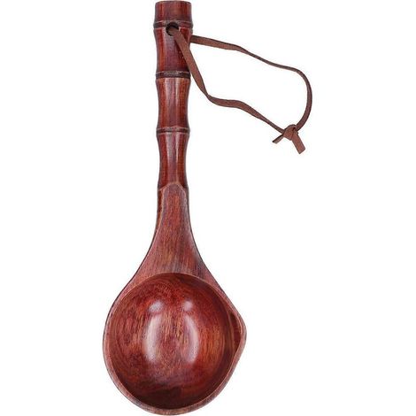 Cuillère en bois, louche à soupe durable à long manche pour la cuisine (1/5)