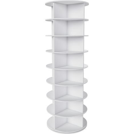 Tour à chaussures pivotante 8 niveaux blanche en PVC, 360°, pour 32 paires (1/5)