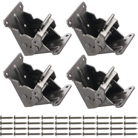 Lot de 4 supports pliants pour pieds de table avec vis, supports de support pliables, matériel de charnière pliable, support d'étagère pliable à extension autobloquante, support pour é (1/4)