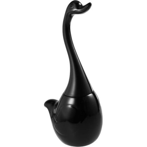 Swan-Shaped Toilet Brush and Holder Set for Home, Hotel, and Office - Soft and Sturdy Bristles - Black (1/5)