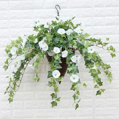 Pétunia artificiel en rotin pour extérieur/intérieur (blanc) (1/4)