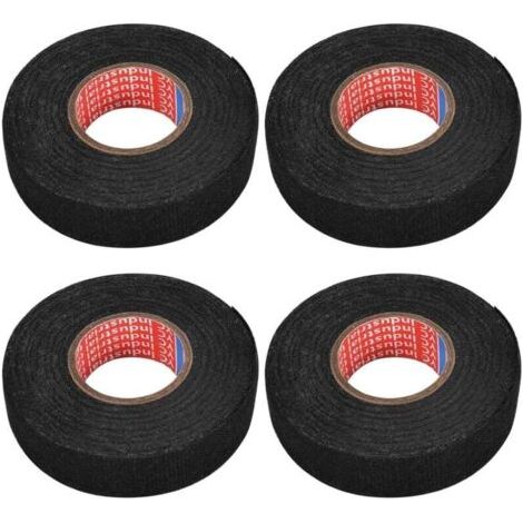 Rubans de Câblage de 19 mm x 15 m en Tissu - Ruban Adhésif Isolant électrique - Rubans Adhésifs Noir pour Voiture(4pcs) (1/4)