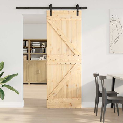 vidaXL Porta scorrevole NARVIK Naturale e Nero 70 x 210 cm (152,5