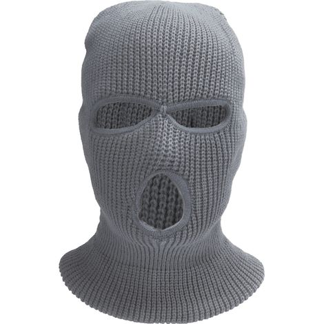 Cagoule d'hiver 3 trous tricotée - Protection faciale intégrale contre le vent pour ski et sports d'extérieur - Gris
