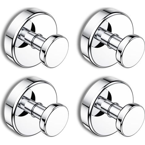 Ganchos para ducha con ventosa, ganchos para toallas extraíbles, aptos para ventanas, puertas de cristal y paredes de baño ganchos para albornoces - paquete de 4, cromados. (1/5)