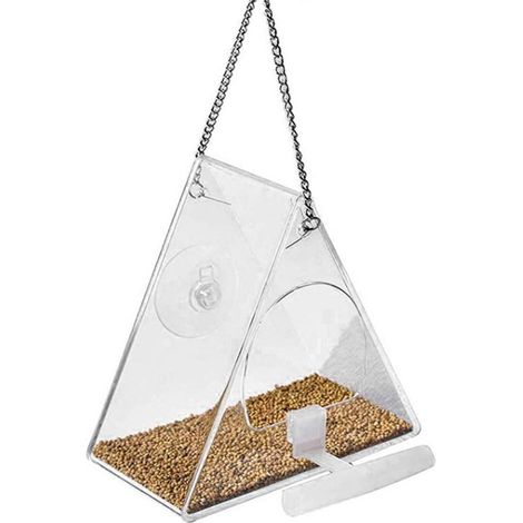 Vogelfutterhaus aus transparentem Acryl mit Samenschale, für Innen- und Außengärten (1/5)