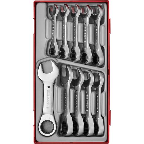 Clés mixtes court à cliquet TT1 tray 10- 19mm 10 pièces Teng Tools TT6010MRS (1/2)