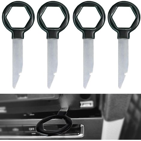 4 chiavi per la rimozione dell'autoradio, strumenti per la rimozione dell'autoradio, chiavi per la rimozione dell'autoradio, design ergonomico, acciaio inossidabile massiccio (nero) (1/5)