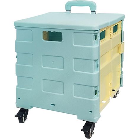 Carrito de compras plegable universal de cuatro ruedas, carrito de supermercado, carrito portátil, verde y amarillo (1/5)