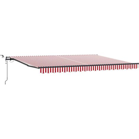 Einziehbare Markise mit Rot und Weiß 450 x 350 cm Stoff vidaXL