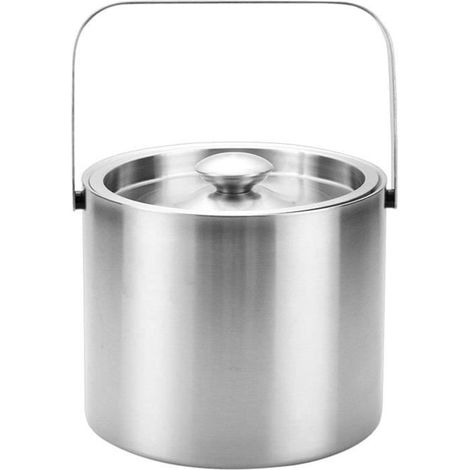 Seau à glace avec couvercle Seau à glace isotherme à double paroi en acier inoxydable avec passoire, facile à transporter, gard A157 (1/4)