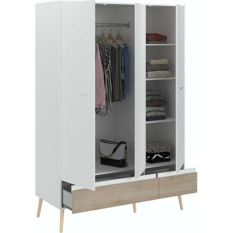 Armario Ropero Osaka con 3 puertas color Roble Japonés y Blanco Estilo Japandi (1/5)