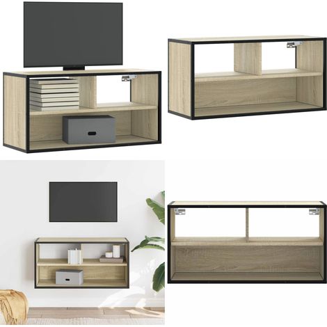 vidaXL TV-Schrank Sonoma-Eiche 80x31x39,5 cm Holzwerkstoff und Metall (1/5)