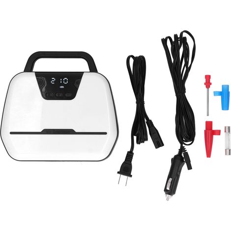 Pompe à air portable pour voiture avec gonfleur de véhicule, écran LCD, lumière LED, prise US 12V 100-240V (1/5)