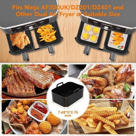 Pack de 9 accessoires pour friteuse à air Ninja AF400UK et AF451UK, doublure de friteuse à air en silicone, support de friteuse à air, gants en silicone, pinces à four