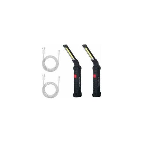 x Lampada da lavoro a LED ricaricabile, torcia da officina, lampada da lavoro a LED con base magnetica, luce di ispezione per escursionismo e campeggio. 4,8 x 15 cm - Crezuo (1/4)