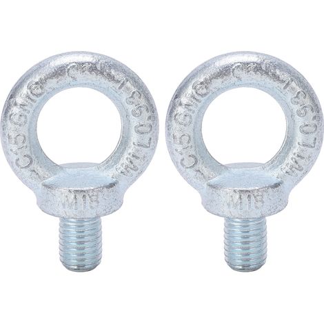 Ortviai Anneaux de levage en acier au carbone galvanisé M18 – 2 pièces, filetage profond, résistant à la corrosion