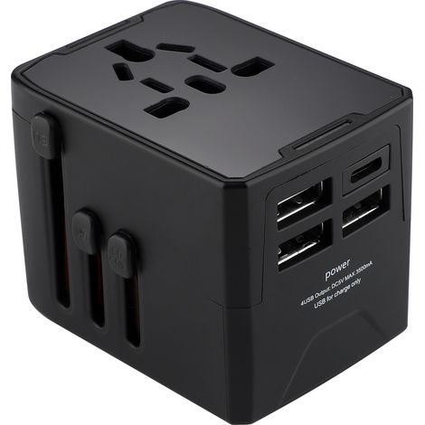 Adaptateur de voyage universel monobloc avec 3 adaptateurs de voyage universels USB 2.4A et 1 type-c 3.0A - 645149mm (1/2)
