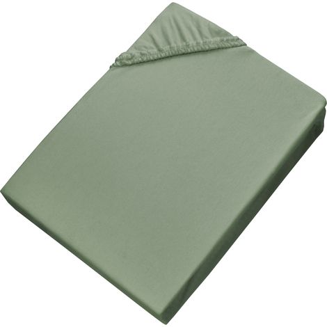 SCHÖNER WOHNEN Spannbettlaken BASIC - 1 Stück 100x200 cm, Salbei