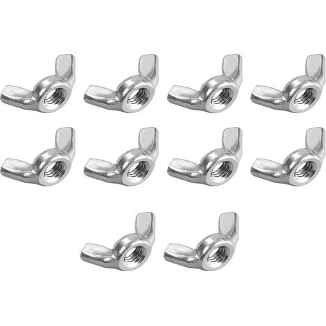 10Pcs M6 écrous à ailettes acier Inox 201 Écrou papillon (1/3)