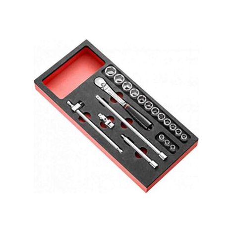 Facom – Coffret cliquet et douilles 3/8" carré – 20 pièces – Jeu de douilles sans impact – Taille d’écrou 7 à 22mm (1/2)