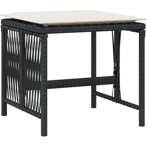 vidaXL Sgabelli da Giardino con Cuscini 4pz Neri 41x41x36cm Polyrattan (1/5)