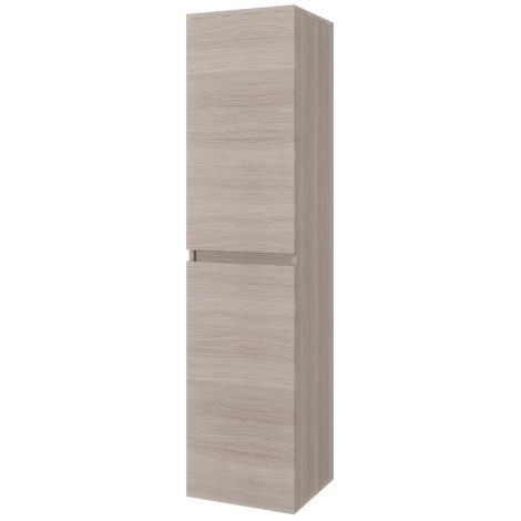 Mobile bagno sospeso 80 cm in legno rovere fumo con lavabo e specchio - Empoli - Con colonna specchio e lampada LED