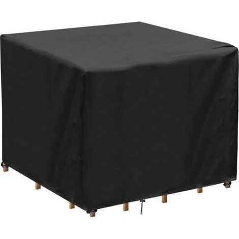 Lntyq Housse Table de Jardin Carrée, Bache Salon de Jardin Imperméable, Anti-UV,210D Oxford Tissu Housse de Table Chaise Meubles de Jardin Extérieure (90x90x90cm) (1/4)