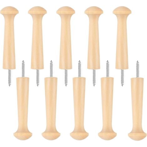 10 Pièces Patere Murale Bois Brut, Crochet De Bricolage, Longs Crochets en Bois pour Suspendre Vêtements, Chapeaux, Clés, Écharpes, Serviettes, Vêtements pour Chambre à Coucher (1/4)