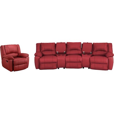 Divano relax 3+1 posti in cuoio Rosso - AROMA