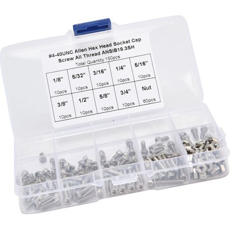 Kit 150 vis à tête creuse et écrous en acier inoxydable, résistant à la corrosion, accessoires industriels (1/5)