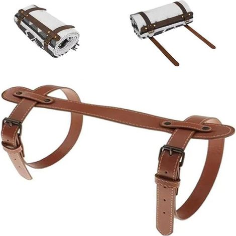 Verstellbarer Tragegurt (30–62 cm), strapazierfähiges PU-Leder, Schnellverschluss, für Yogamatte, Decke, Schlafsack, Camping (1/5)