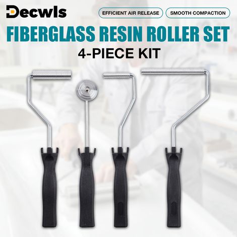 Ensemble de 4 rouleaux à résine en fibre de verre, accessoires de quincaillerie pour outils de rouleau angulaire en aluminium, rouleau en aluminium