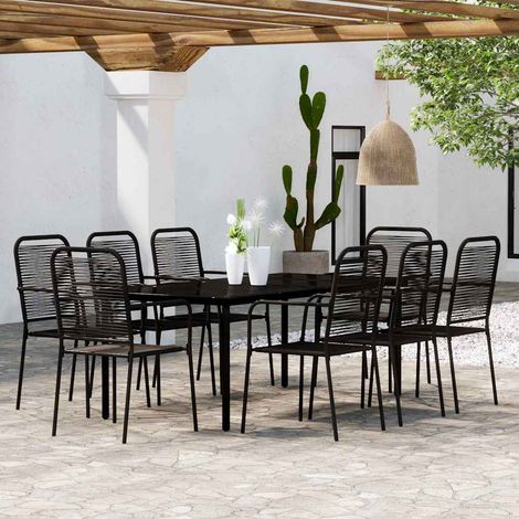 vidaXL Juego de comedor de jardín 9 piezas negro (1/4)