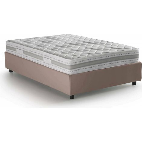 Talamo Italia - Letto piazza e mezza Aftis, Letto contenitore con rivestimento in tessuto, 100% Made in Italy, Apertura laterale, con materasso Cm 120x190 incluso, Tortora