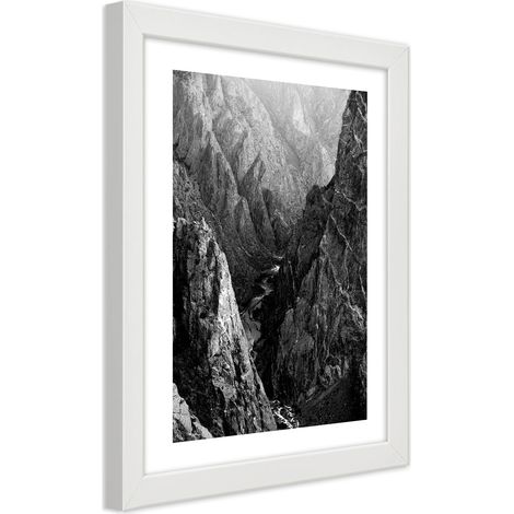 Quadro con cornice, Paesaggio montano in bianco e nero - 20x30 (1/5)