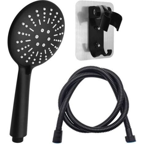 FENOPLASTICAPommeau de douche noir Douchette main avec tuyau de 1,5 m et support de douchette 3 types de jets Pommeau de douche conomie d'eau Pomme de douche multifonctionnelle (1/5)