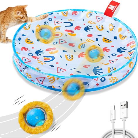 Jouet interactif pour Chats d’intérieur – Balle Mobile Animal Squeaky activée par Le Mouvement avec Tapis de Jeu 71,1 cm, Exercice, Cache-Cache et Amusement Quotidien (1/5)