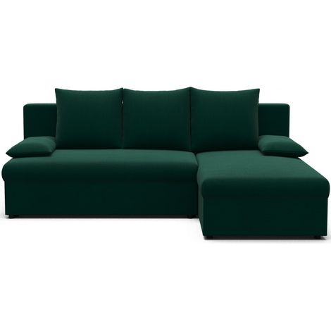 Sofá de esquina Verde oscuro 3 plazas ángulo universal 206x90x146cm GINA (1/5)