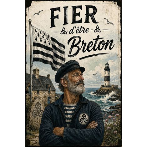 Plaque Métal Bretagne Fier d'être Breton 30 x 20 cm (1/2)