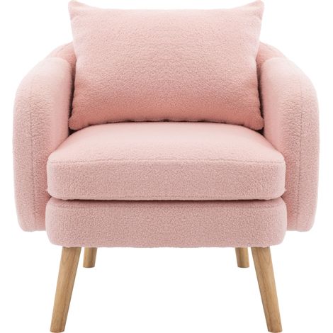 Fauteuil- 1 place,coussins inclus,dossier inclinable- pour salon,hôtel- 71x72x71cm- Rose (1/5)
