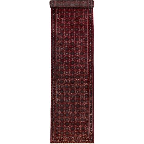 Tapis d'orient 120 x 510 cm, motif oriental, rouge beige et bleu, laine artisanale nouée à la main, Iran (1/5)