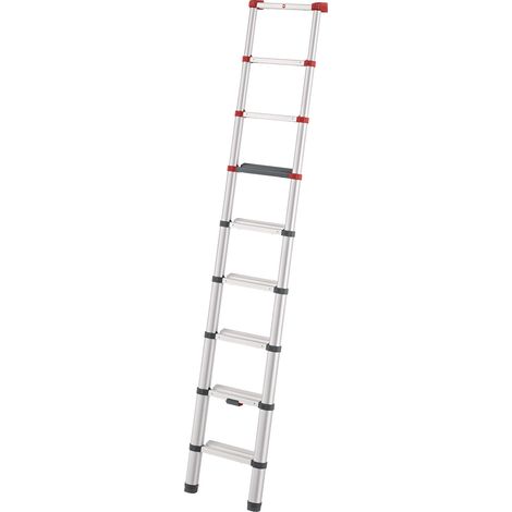 Scala telescopica in alluminio. 9 pioli, carico massimo totale 150 kg